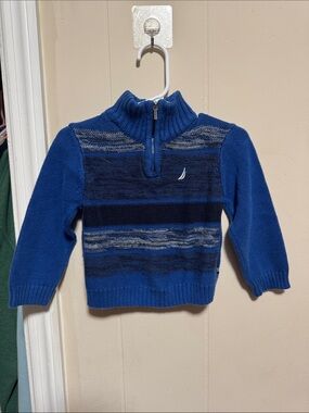 Nautica Royal Blue & Navy Striped Half-Zip Knit Sweater - Kids